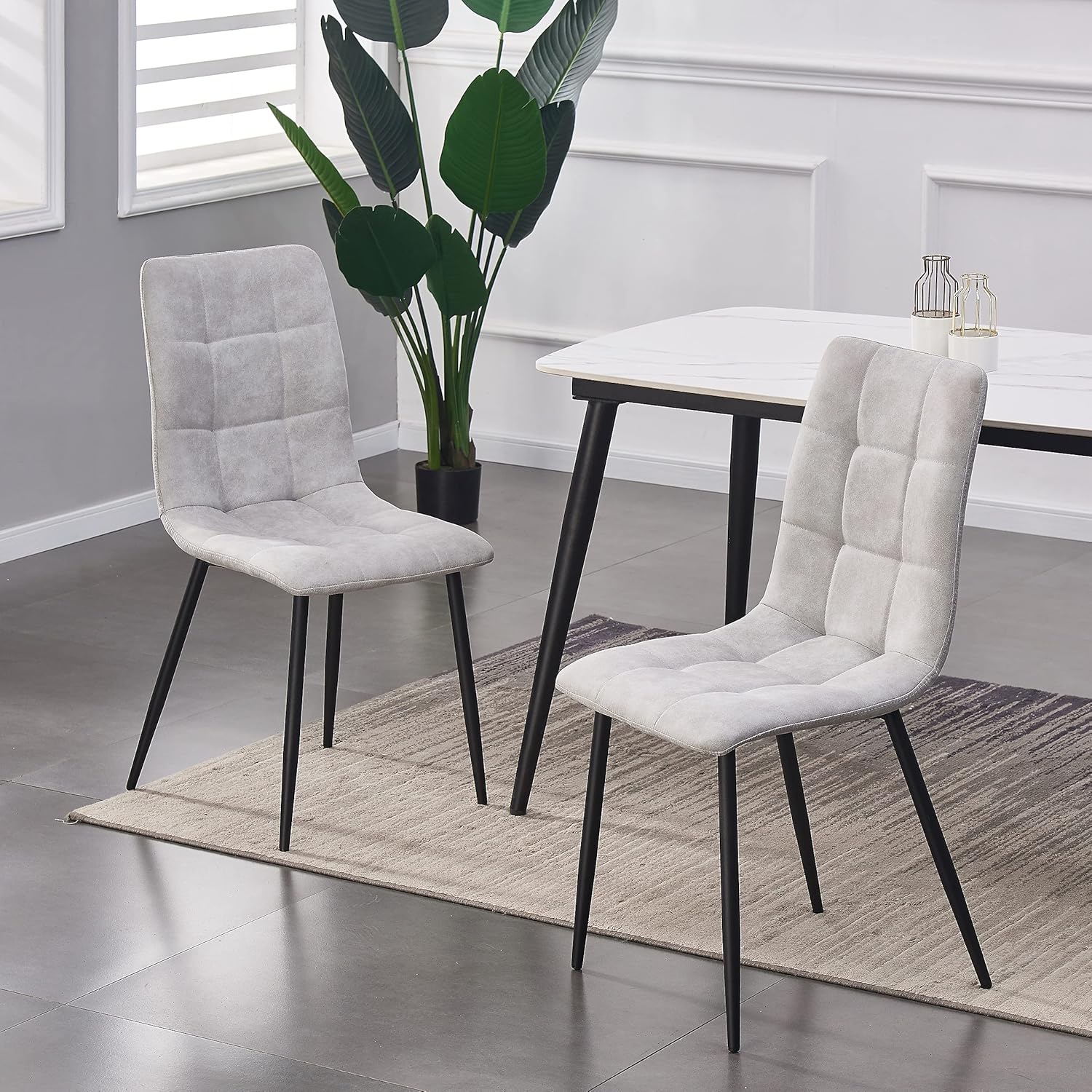 Image of Mccdirect Dining Chair In A 2-piece Set Made Of Artificial Velour Leather With Metal Legs, Designer Chair, Kitchen Chair, In