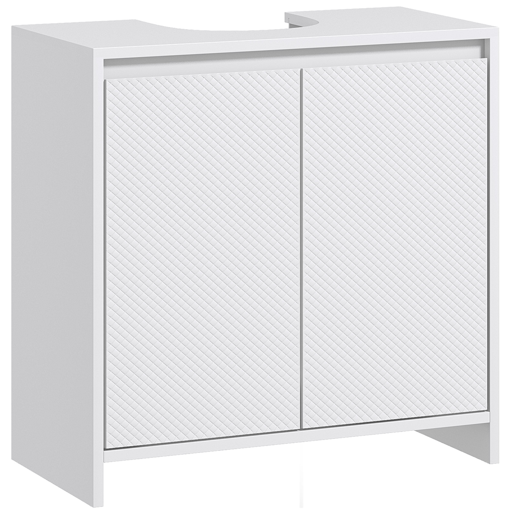 TEMU HOMCOM Meuble sous vasque, meuble de salle de bain, armoire de rangement pour lavabo, avec 2 portes, étagère réglable, 60l x 30P x 60H cm, blanc