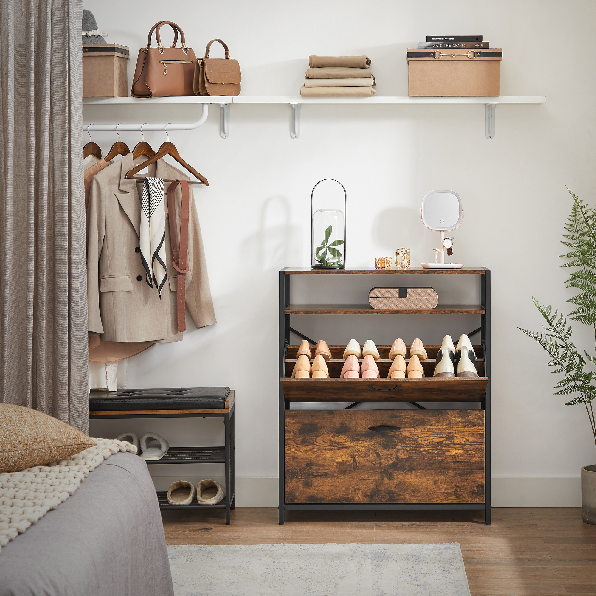 TEMU Shoe Rack, Narrow Shoe Shelf, Shoe Caddy, Space-saving, Dust-tight, For Hallway, Storage Drawer Units