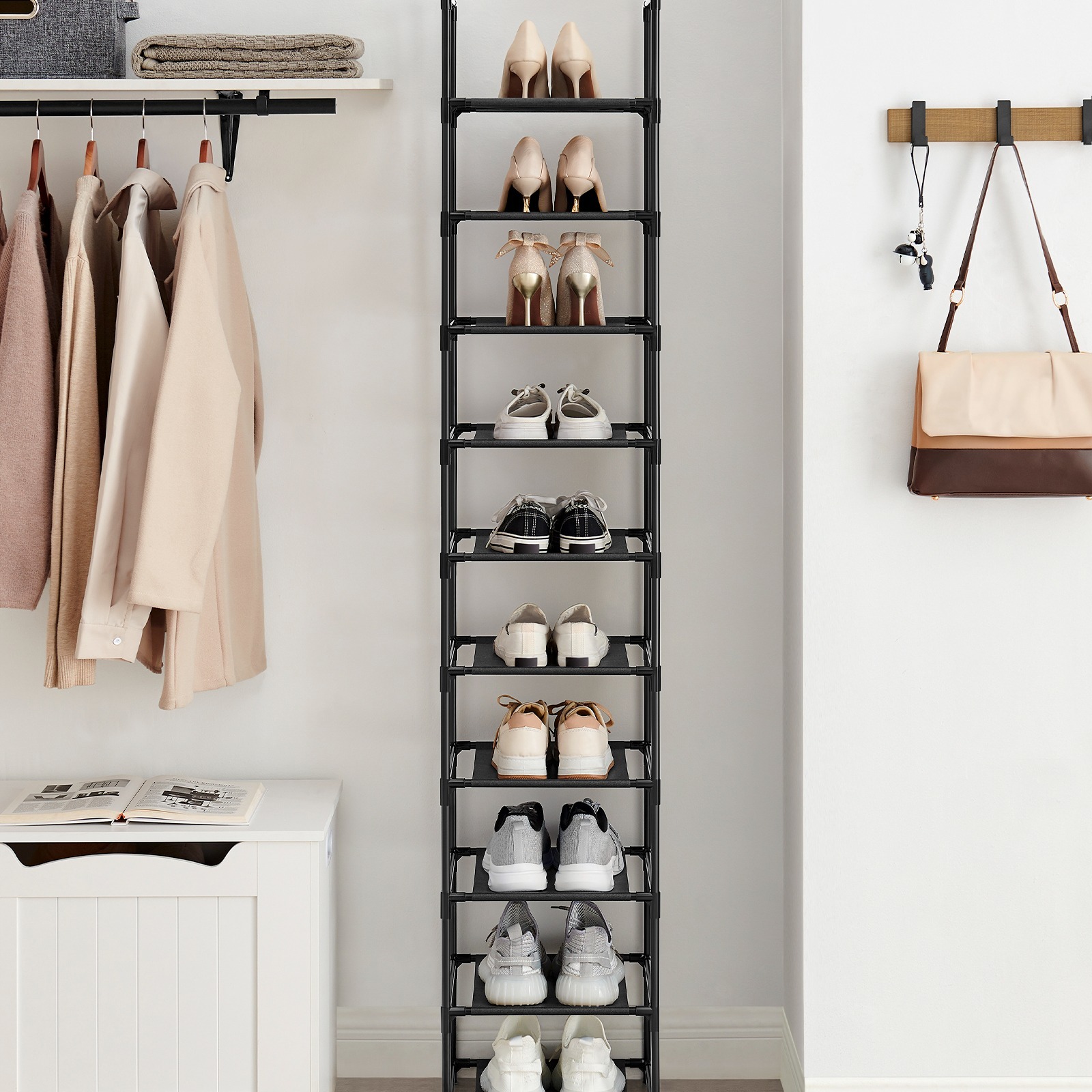 

Shoe Rack, 10 Levels, Shoe Storage, Narrow, 33 X 33 X 173 Cm