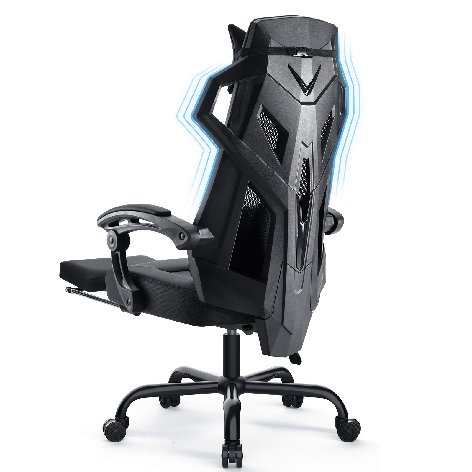 Image of Ergonomic Office Chair Desk Chair Gaming Chair Swivel Chair Adjustable Lumbar Support Headrest Back-friendly Executive Chair With Connecting Armrests
