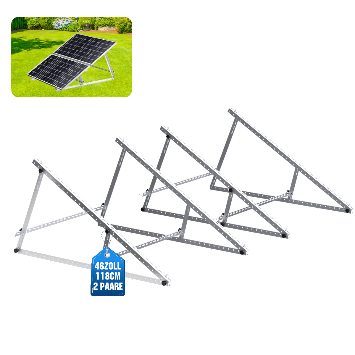 

Solar Module Bracket, Solar Module Mounting Set, 15°-30° Tilt, Photovoltaic Brackets, For 100w-600w Flat Roof Wall Mounting Photovoltaic Balcony (2/4 Pairs) 46 Inch Solar Module Bracket )