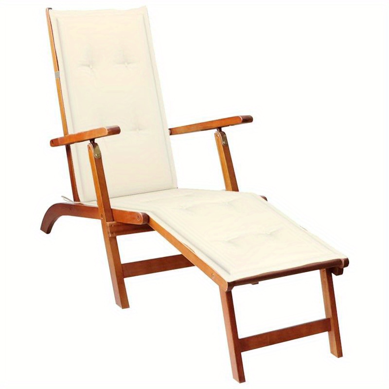 

Outdoor Sun Lounger With Footrest And Acacia Wood Cushion