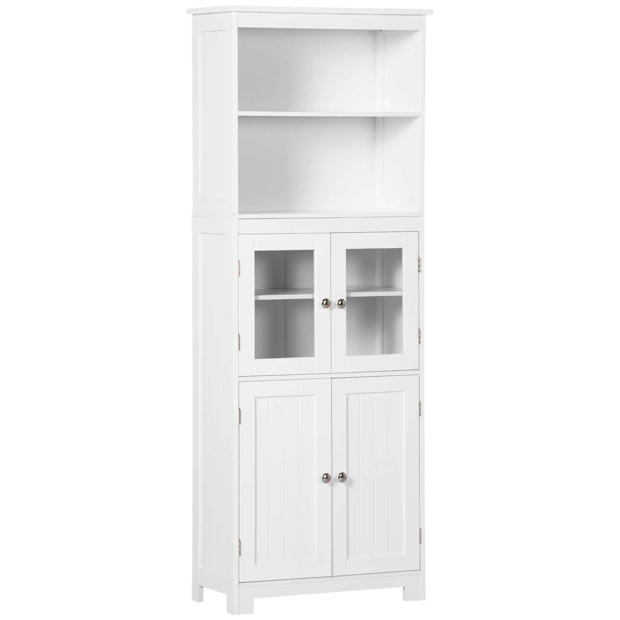 Homcom Kitchen Cabinet Dining Room Sideboard Kitchen Cabinet With 2 Open Shelves And Adjustable Shelf For Living Room 60x30x162 Cm White