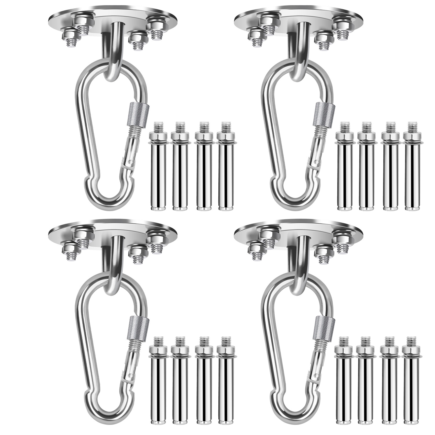 TEMU Ceiling Hooks Hanging Chair, Stainless Steel Heavy Duty Ceiling To 450kg, 2/4 Piece Hook Holder With Dowel, Rotating Heavy Duty Hooks For Boxing Bag Sling