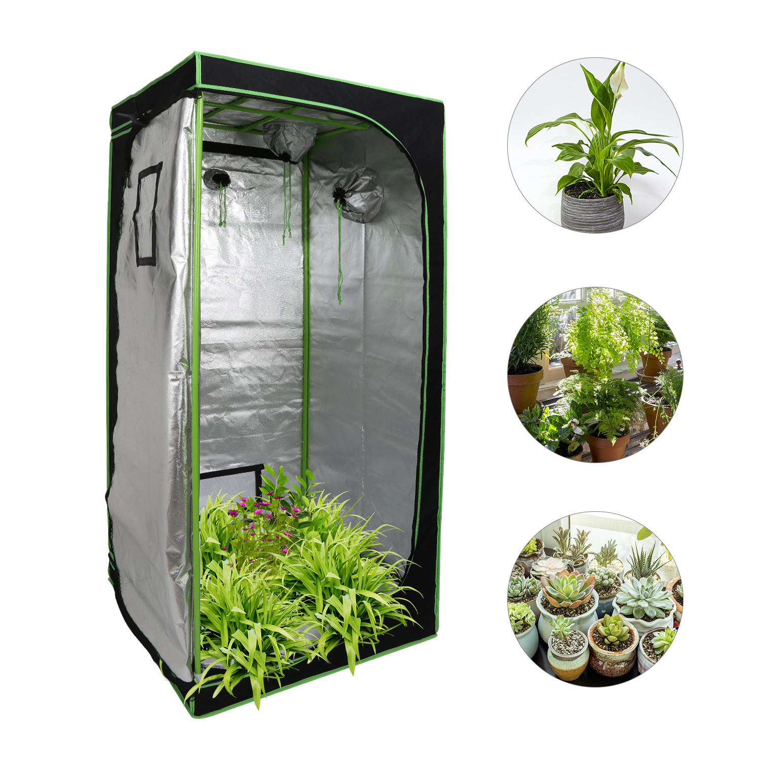 

1pc 80x80x180cm Grow Tent With Observation Window 600d Reflective Garden Growing Dark Room For Hydroponics Indoor, Gardening And Germination Grow Room Flower Greenhouse