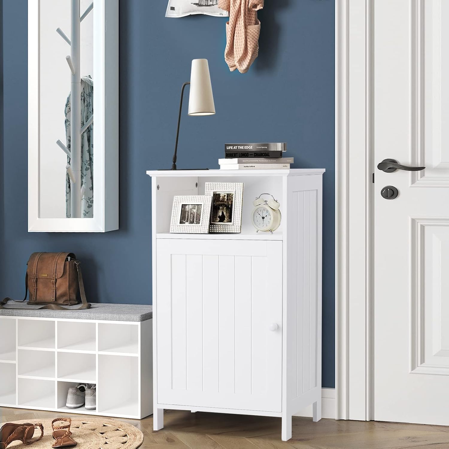Image of Bathroom Cabinet, Bathroom Cabinet With Door And Adjustable Shelf, Freestanding Bathroom Cabinet, Storage Cabinet White, 40 X 30 X 70 Cm