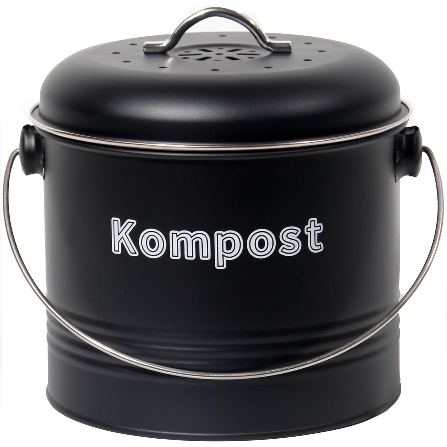 TEMU Kitchen Trash Can, Odor-proof Trash Can With Activated Carbon Filters, Metal Compost Bin