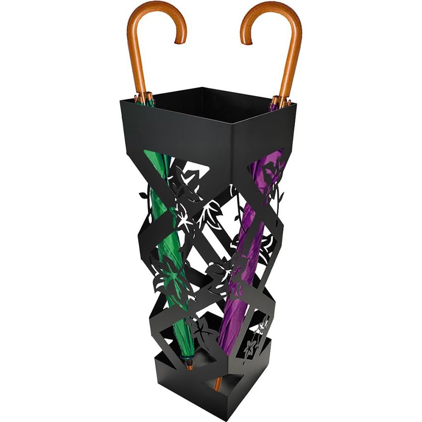 Image of Bakaji Stand 15.5 X 15.5 X 49 Cm, Square Shape, Woven And , Elegant And Space- Decorative Umbrella Holder, Ideal For Organizing Umbrellas In 2 Different Colors