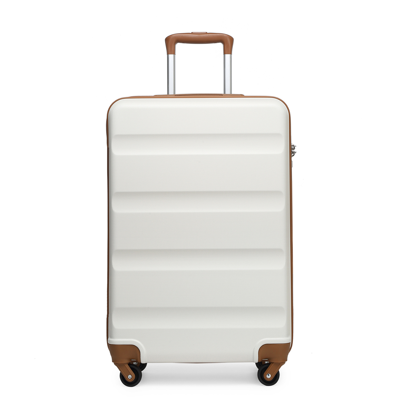 TEMU 20/24/28inch Of White Large Capacity Of Horizontal Design Abs Hard Shell Spinner Wheels Luggage With Back To School