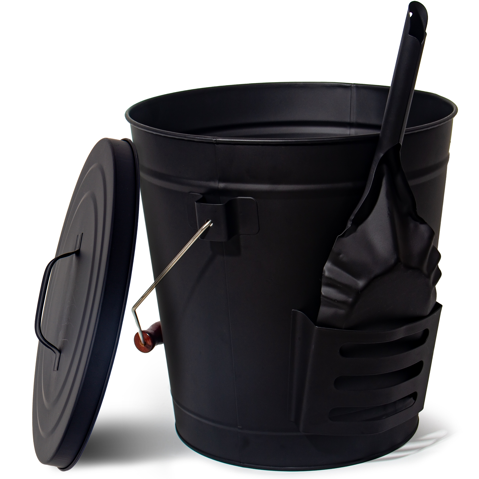 

With Lid And Shovel, 20l Fireproof Metal Bucket, Bucket For And Ash, Fireplace, Stove, Grill