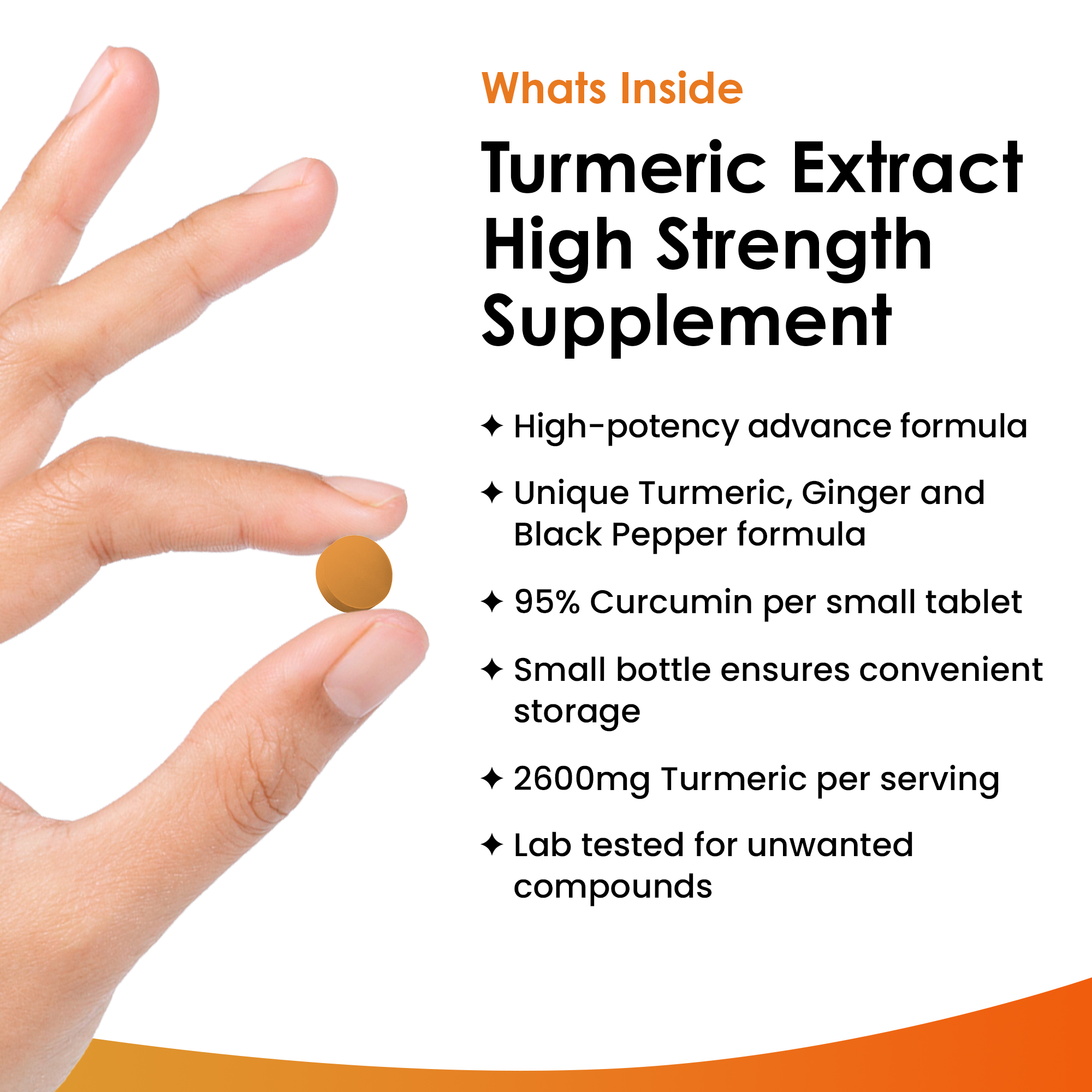 Turmeric Supplements Ginger & Black Pepper Turmeric Tablets 95% Curcumin (3 month supply