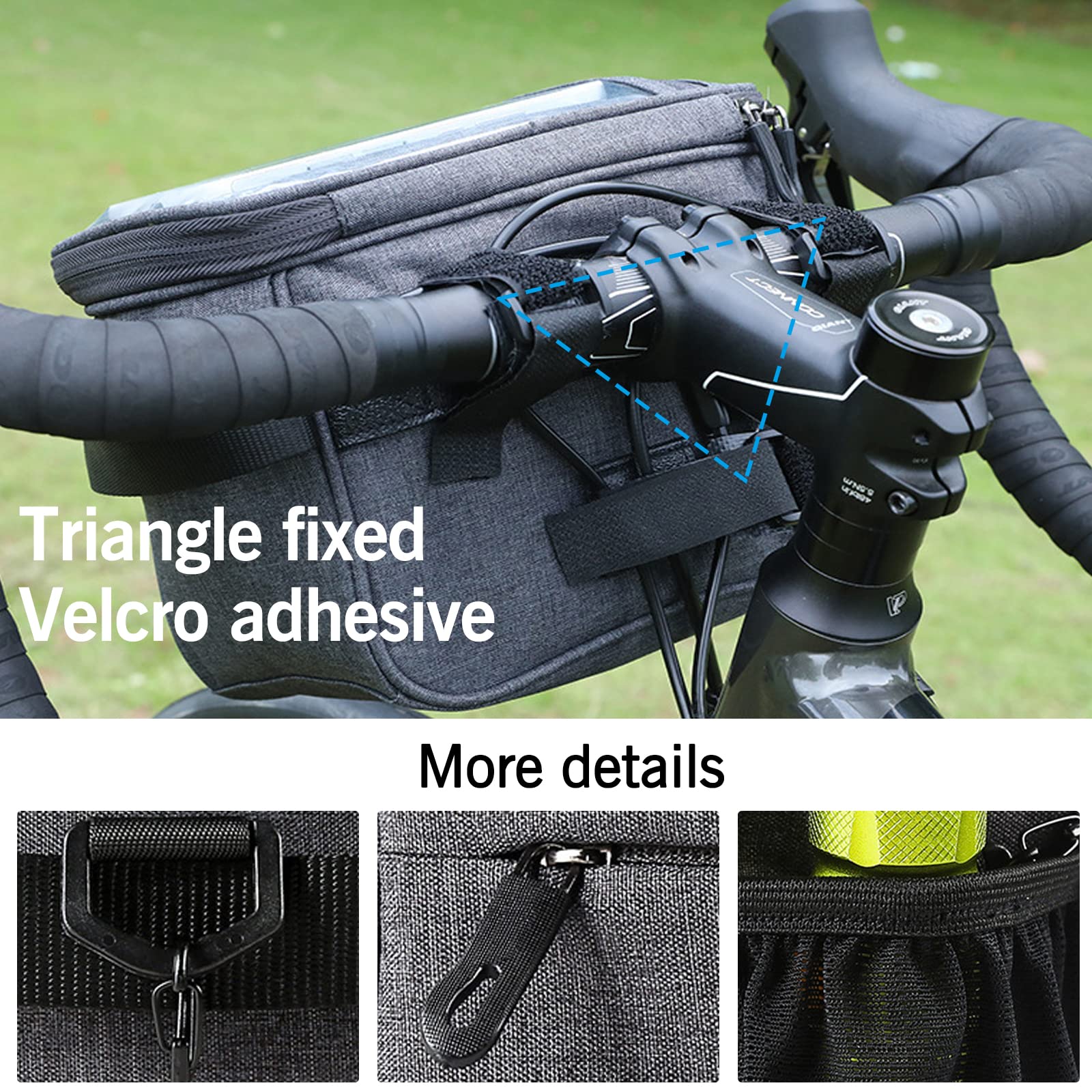 MEIJO Fahrrad-Lenker Tasche 6,5 L – Wasserdicht, Mit Touchscreen-Fenster, Adapter & Schulterriemen