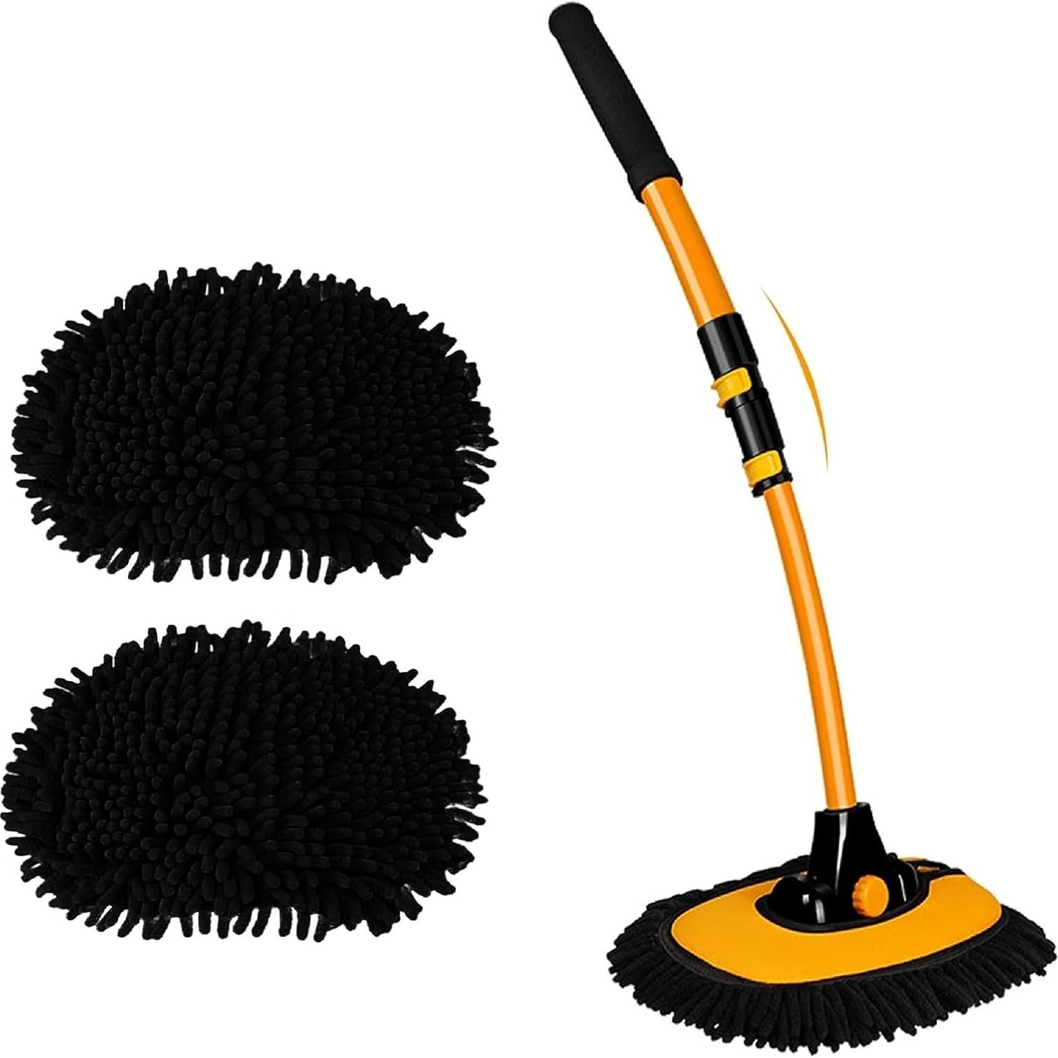 TEMU Car Cleaning Brush, Microfiber Mop With Mittens Telescoping Long Handle Wash Mop With Soft Bristle -free Washing Mitt, 102cm (pack Of 2)