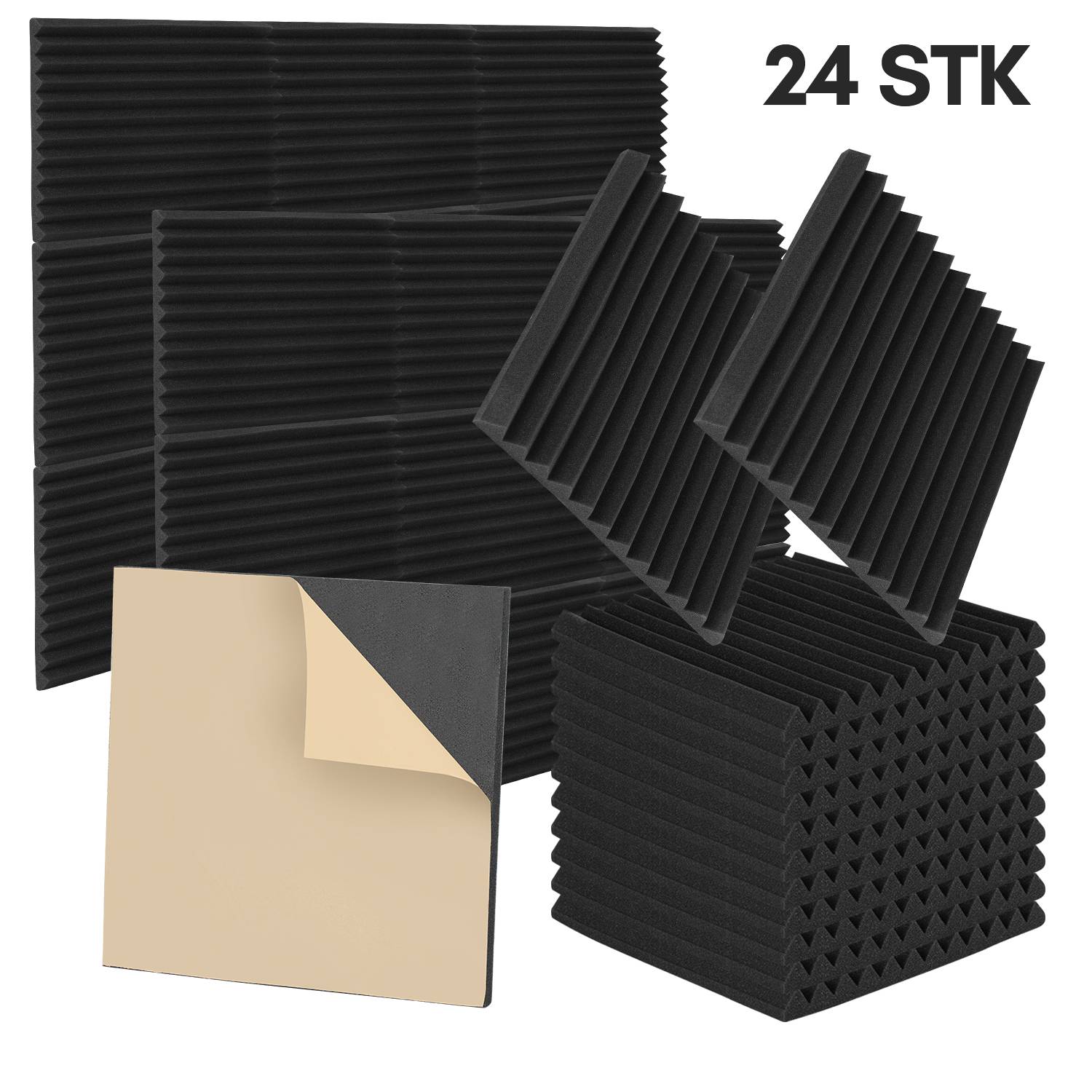 

Acoustic Foam Panels, 24pcs Soundproofing Wall Tiles, Sound Insulation For Recording Studio, Gaming Decor,