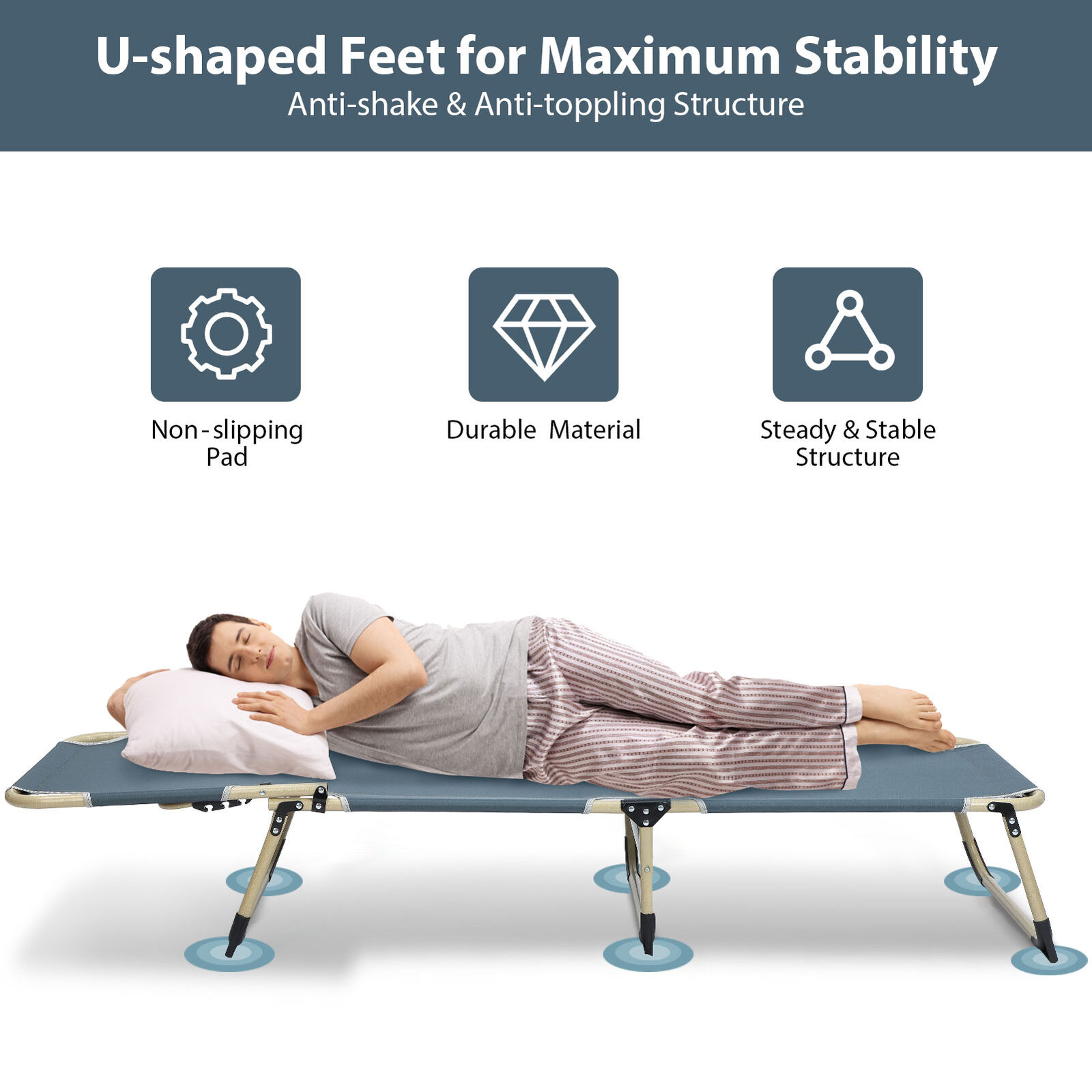 TEMU Folding Camp Bed Heavy Duty Camp Bed 4-position Adjustable Backrest For Outdoor Sleeping Hikingtravel Only Outdoor