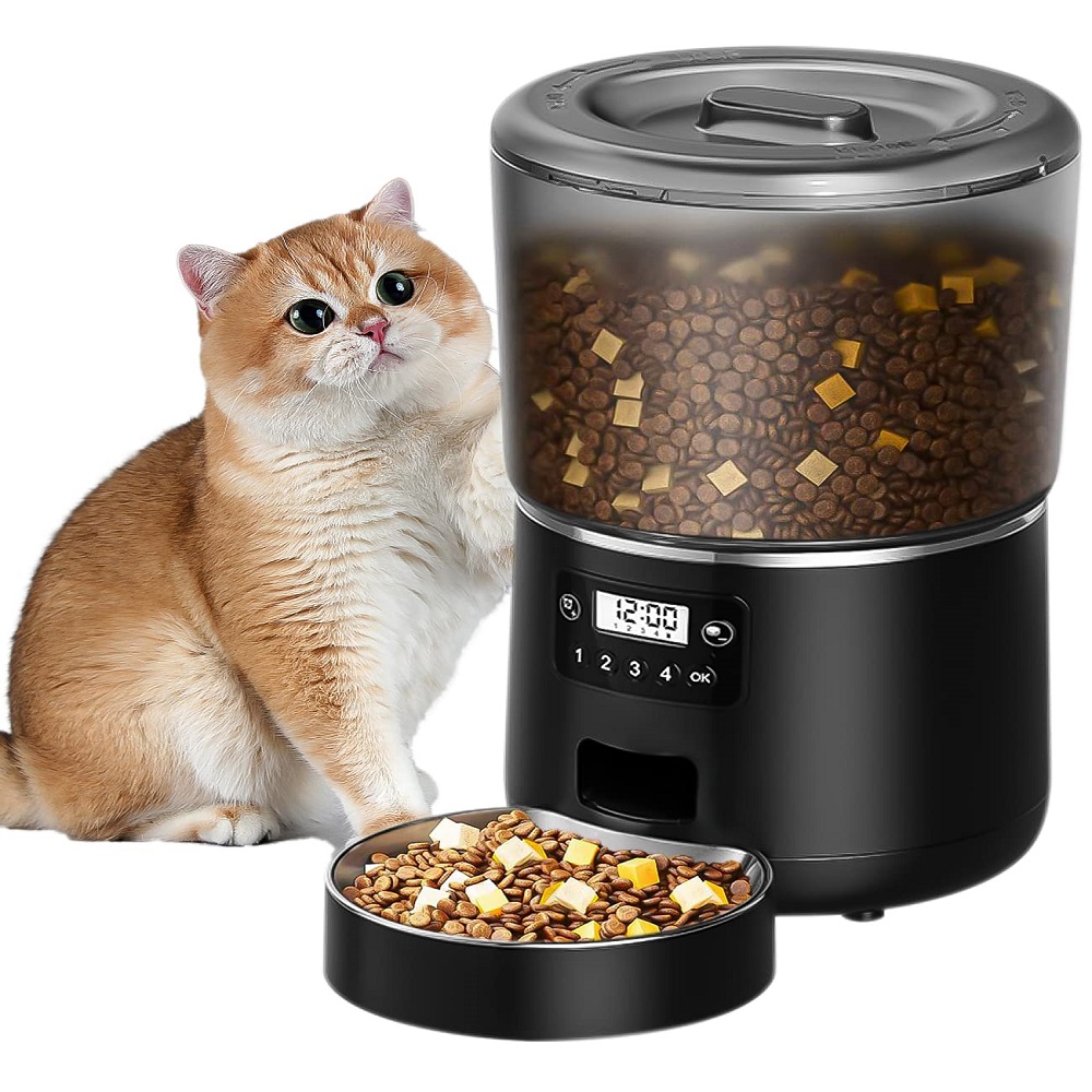 

Automatic Cat Feeder 4l, Automatic Feeder For Pets, Automatic Feeder Dog, Up To 9 Servings/4 Meals Per Day, Anti-clog & Supply Cat Food Automatic With Cat Bowl And Timer