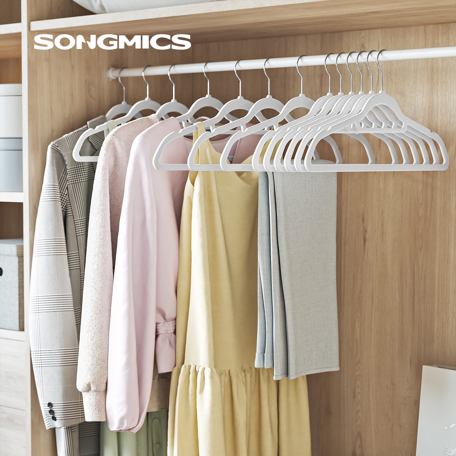 

Songmics Home Clothes Hangers, 50pcs Set, Hangers, Non-slip, Small Bar For Ties, 360° Rotating Hook, 0.6 Cm , Space-saving, 43.5 Cm Long, For Coats, Trousers, Shelves