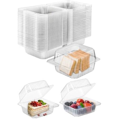 100 pack cupcake containers individual 5 5 inch inch cupcake boxes single for home baking clear plastic cupcake holder with lids for party wedding birthday
