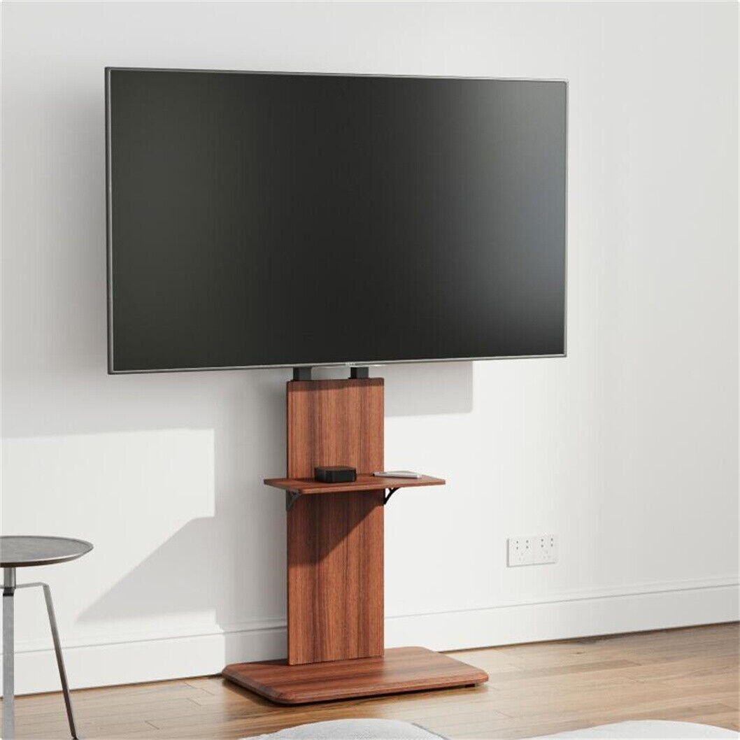 Image of Universal Floor Tv Stand With Height Adjustable Shelf For 32-65 Inch Flat Screen Tv, Swivel Tv Mounts Stand With Solid Wood Base For Living Room