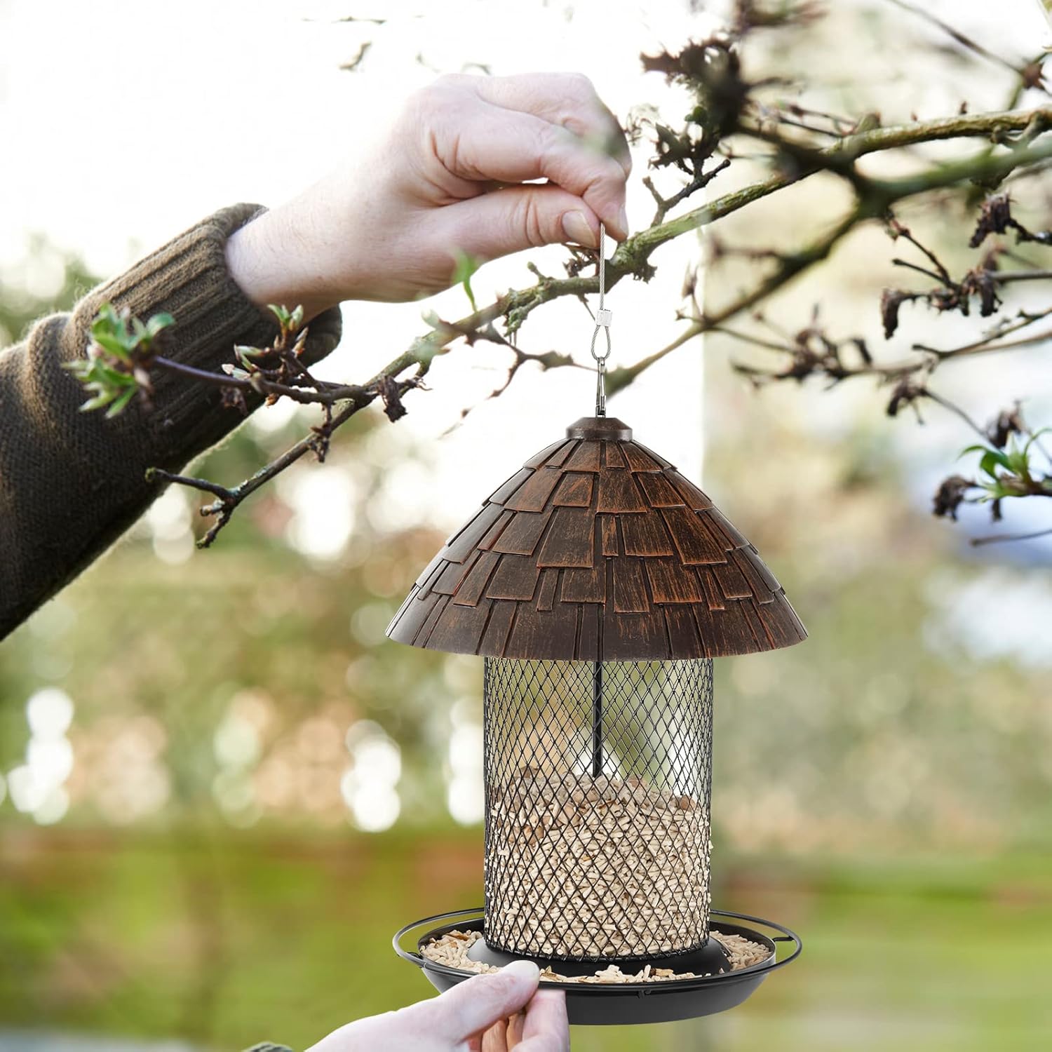 Vogelfutterstation Mit Mosaik-Design – Eichhörnchensicher, Zum Aufhängen, Wetterfest, Blau