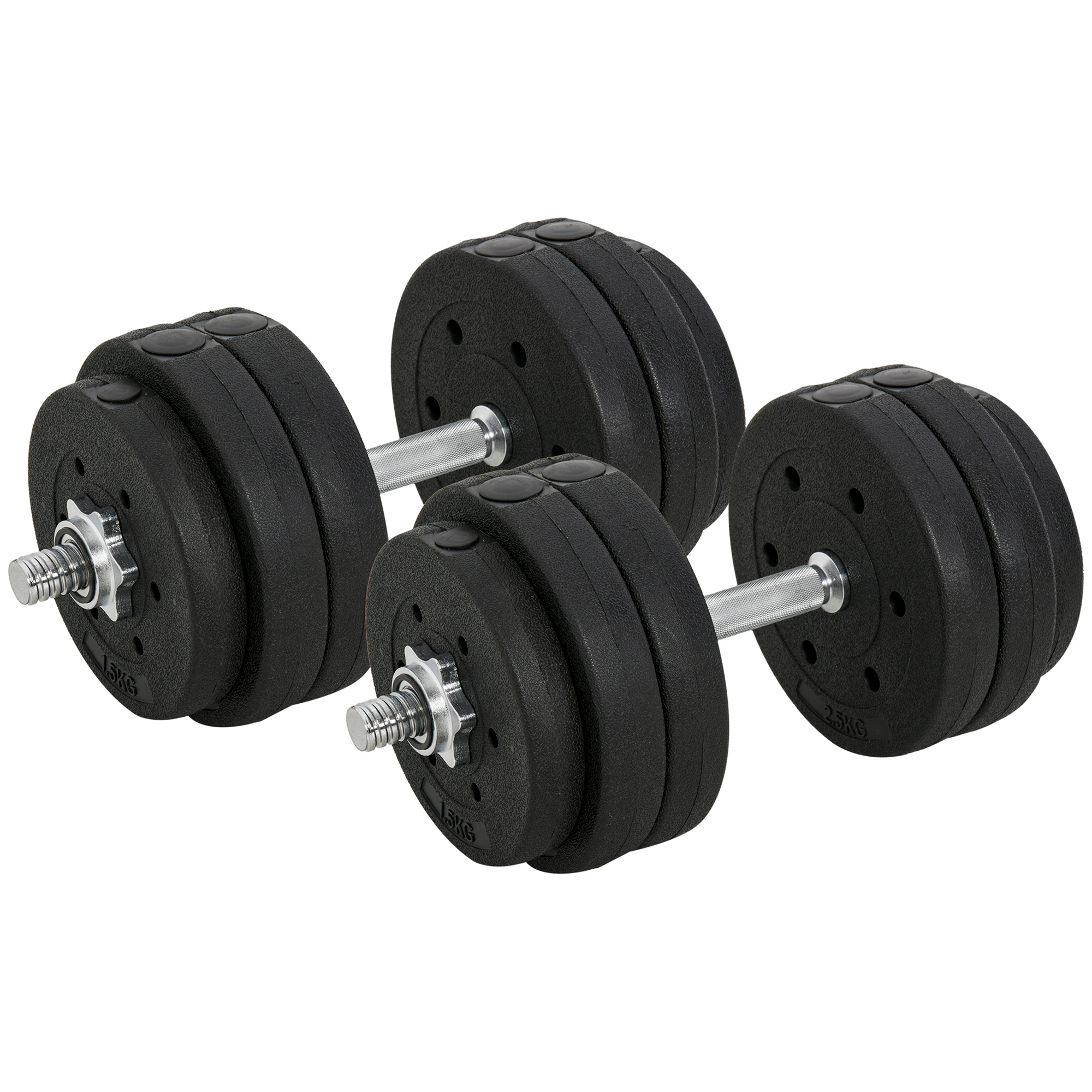 TEMU HOMCOM Juego de Mancuernas Ajustable 30KG con Barra de de Acero y Discos Desmontable Juego de Pesas para entrenamiento en Casa Gimnasio Oficina