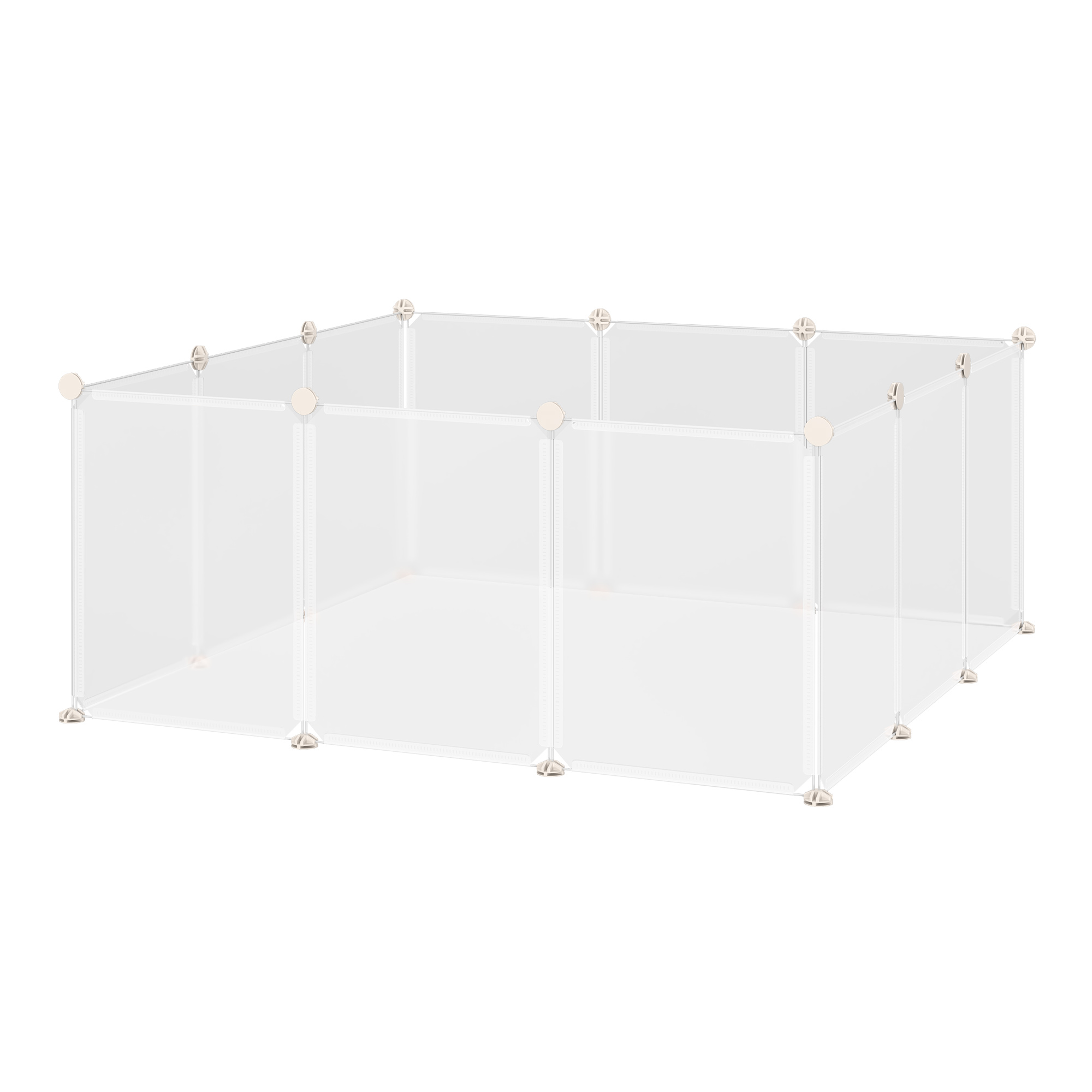 TEMU Pawhut Small Animal Fence Modular Cage With 12 Panels 24 Connectors For Rabbits, Guinea Animals, And Puppies 105x105x45 Cm White