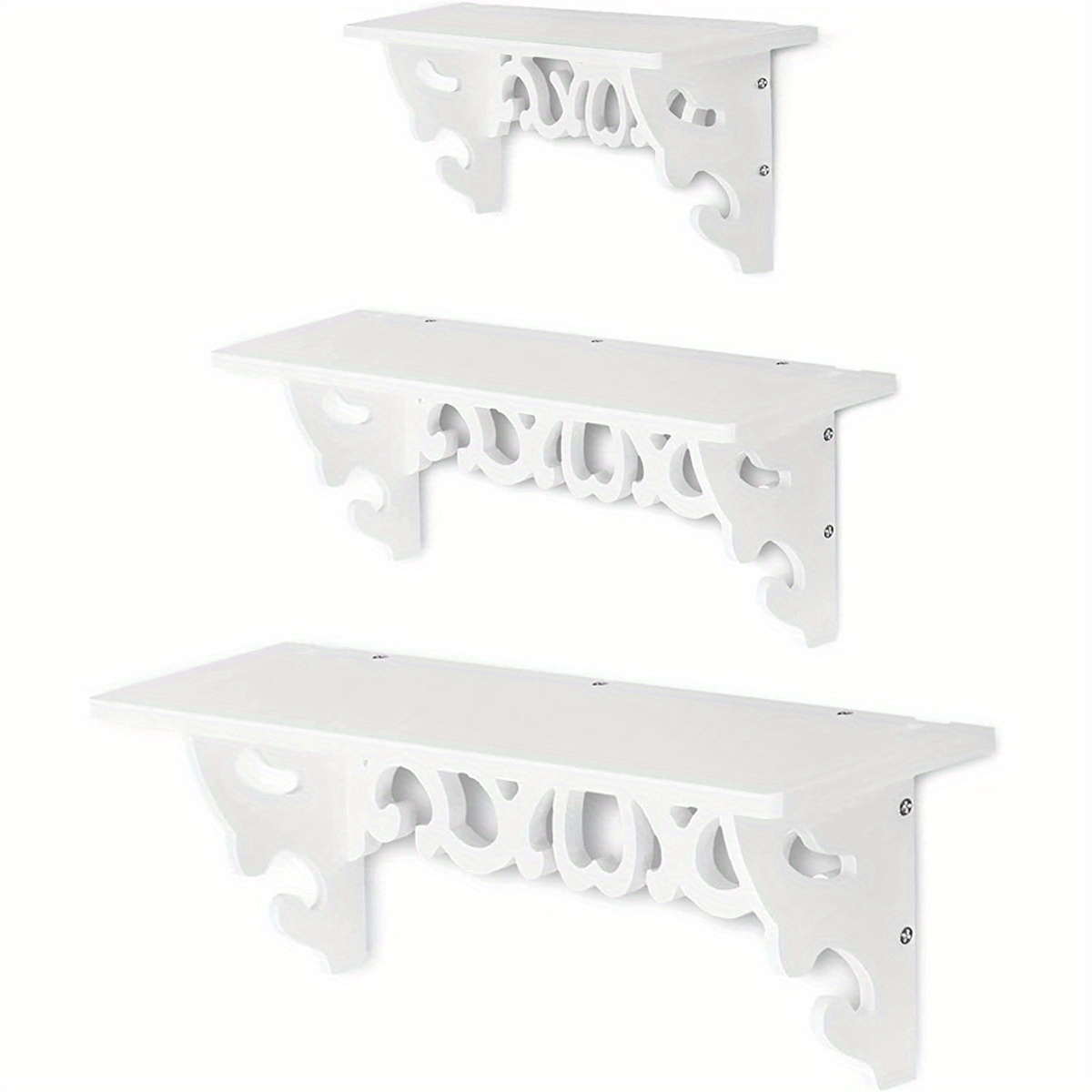 E-shop 3 Stück Wandregal Hängeregal Regalset 35 46 60cm Wandboard Schweberegal Holz Kunststoff Weiß Aufbewahrungsregal für Wohnzimmer Schlafzimmer