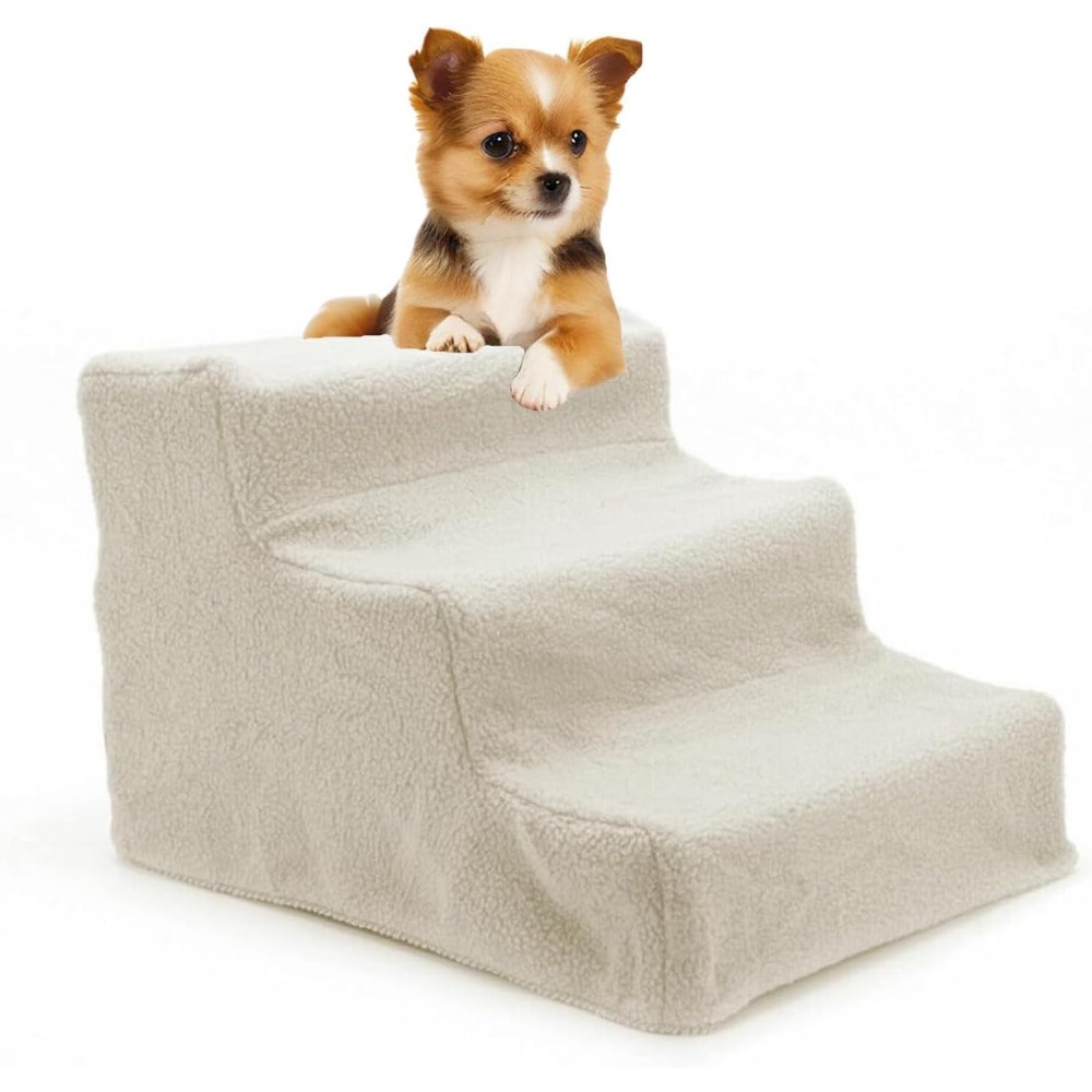 Image of Pet Staircase Dog Staircase Staircase Plush Cover Washable - Cat Staircase Dog Ramp Plush- Climbing Tool For Small Dogs 35x45x30 Cm