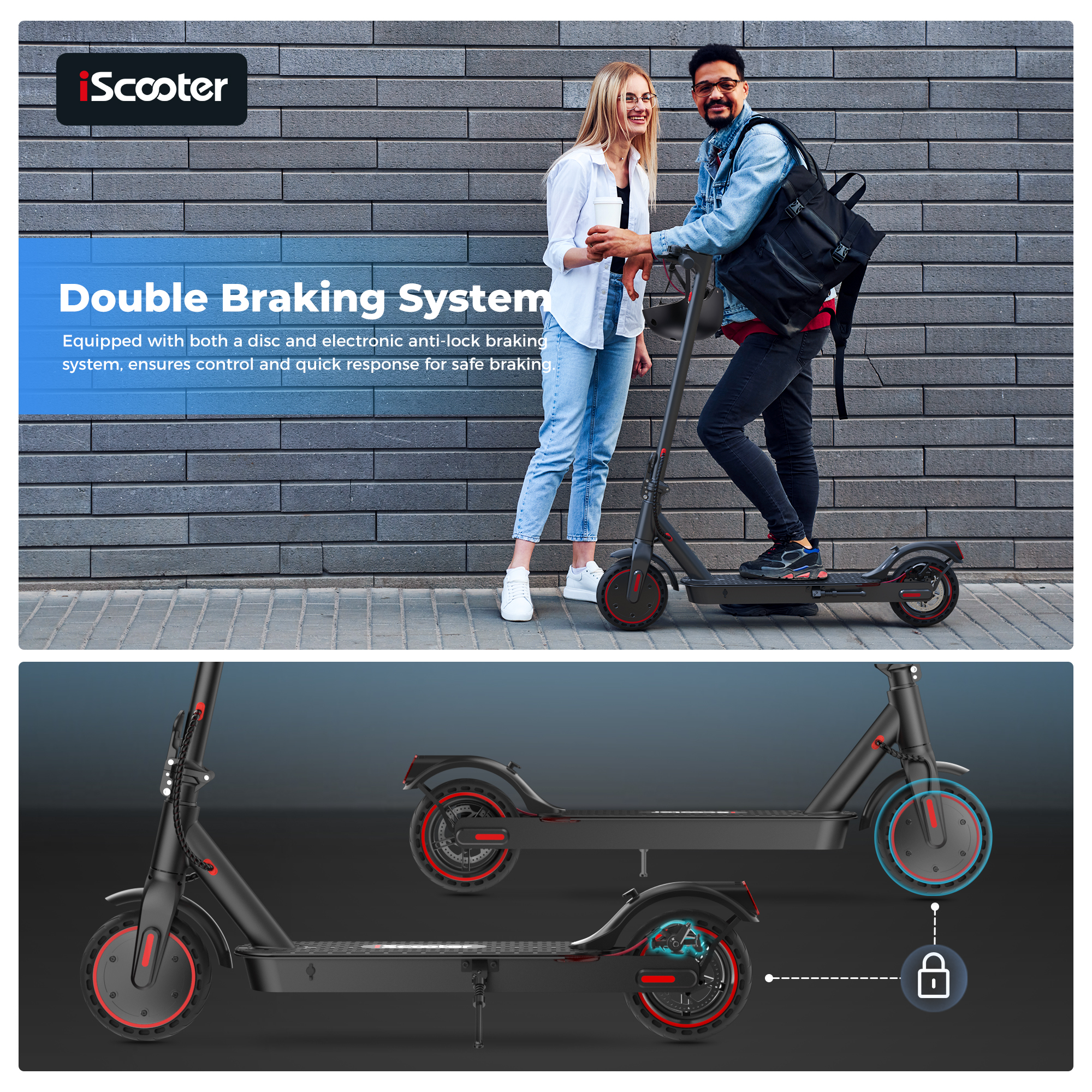 iScooter i9 350W Scooter pour adultes 7,5Ah 25km/h Scooter électrique pliable 8,5 pouces avec pneu en nid d'abeille