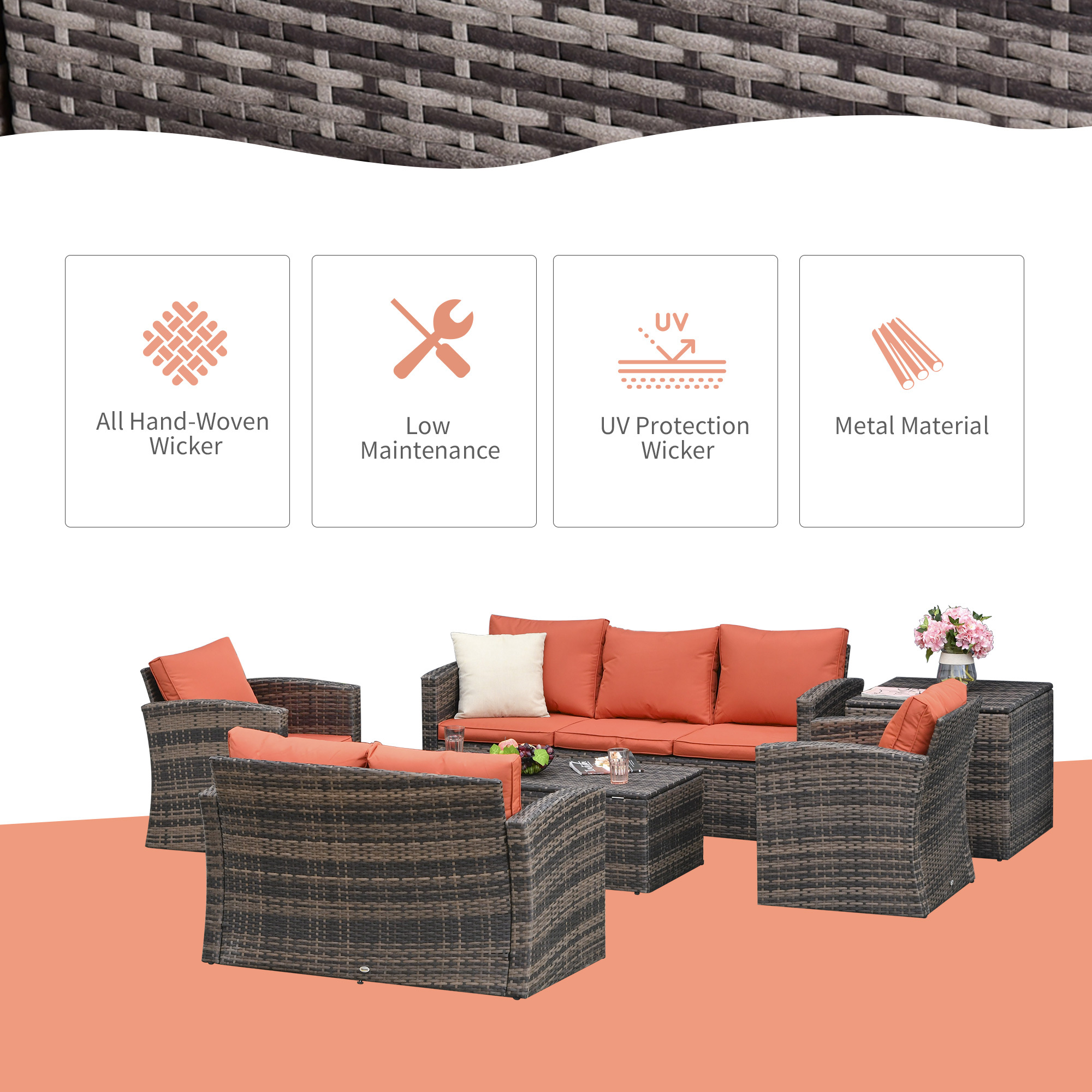 Furniture Set Wicker Outdoor Sofa Sectional - Temu United