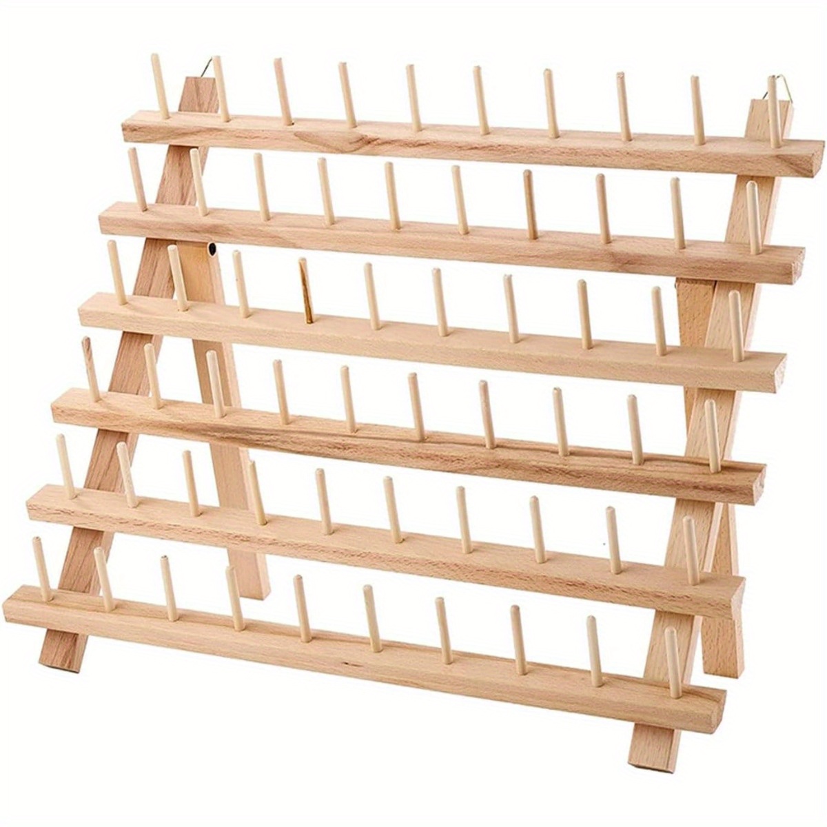 TEMU 60 Spools Thread Rack Foldable Wooden Thread Holder Organizer For Sewing Embroidery Holder Rack Organizer