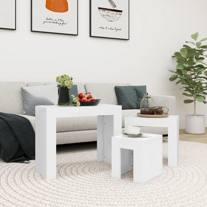 

Stackable Coffee Tables 3 Pcs White In Chipboard