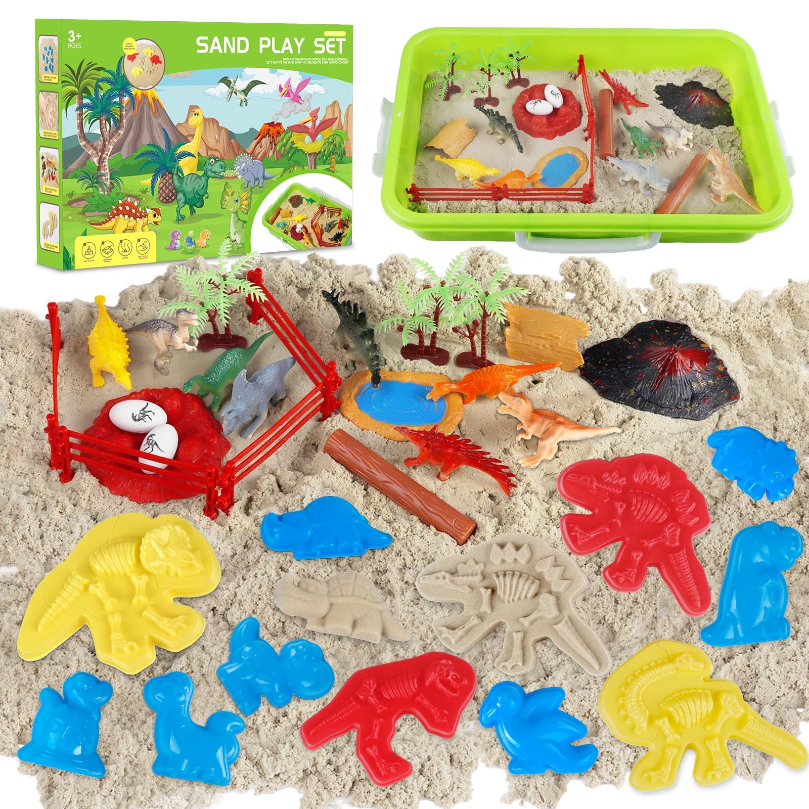 

57/10000 Children's Dinosaur Toy, Multi In Sand Set, With Box And 1kg Space Sand, Sand Toy, Gift For Boys And Girls 3 4 Years Old