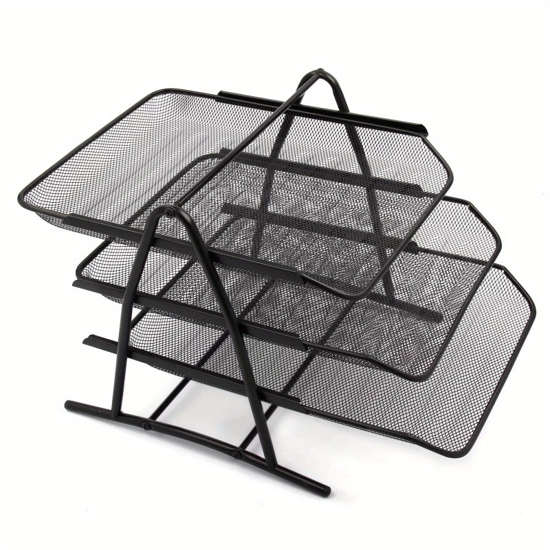 TEMU 3 Tier Office Filing Trays Holder A4 Document Paper Wire Mesh Storage Rack
