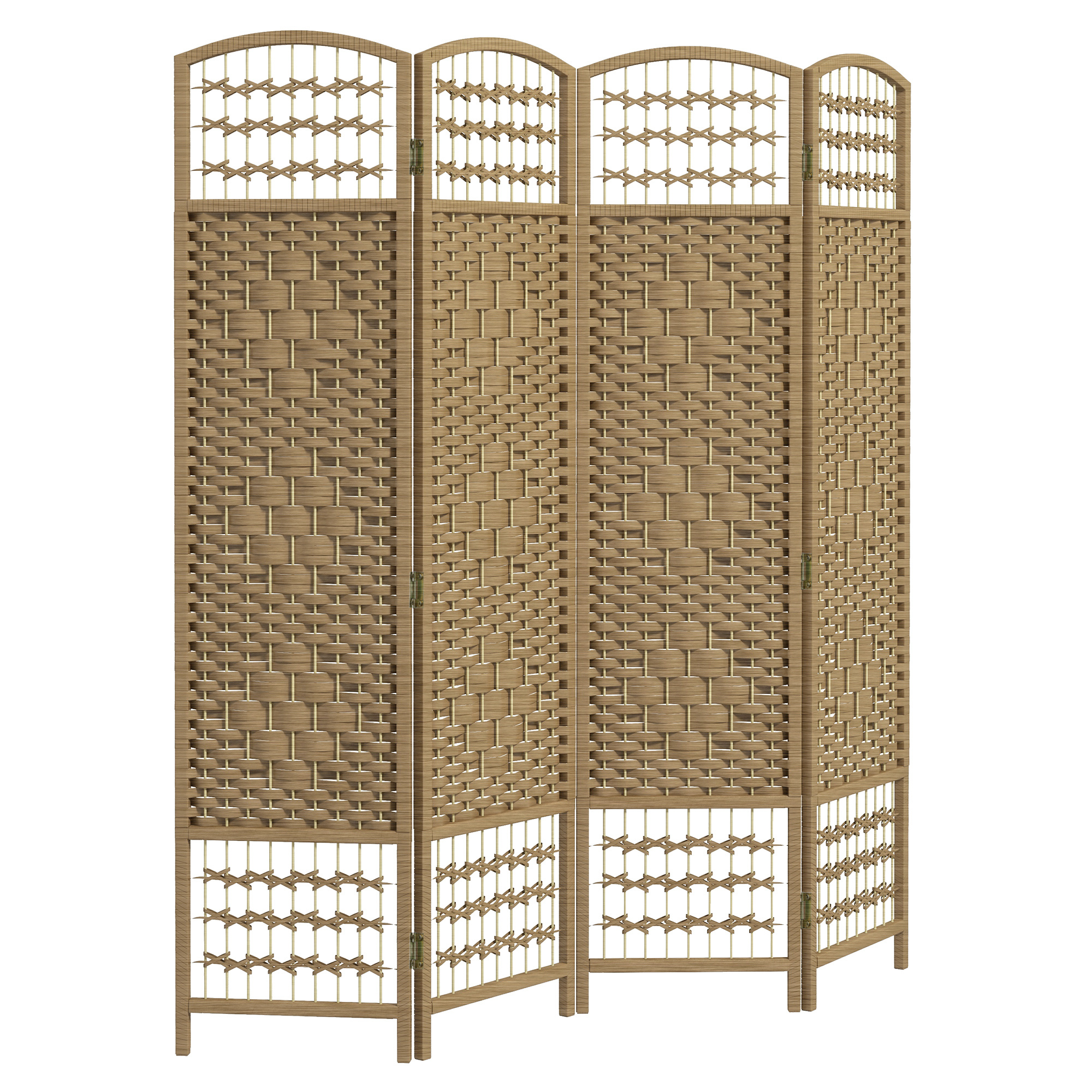 E-shop HOMCOM 6-teiliger Raumteiler 240x170 cm, faltbare Papier- und Holzrahmen-Dekoration für Schlafzimmer, Wohnzimmer, Natur