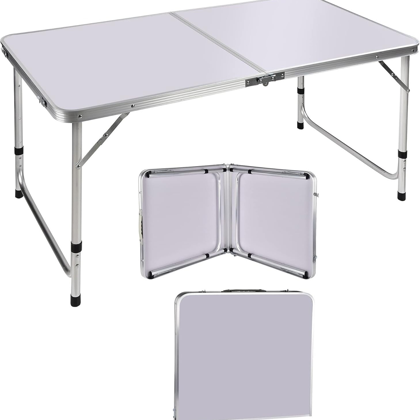 

Table pliante portable de 120 cm avec poignée de transport réglable en hauteur, 120 cm, table de -, table d'ordinateur pliable, légère 4,5 kg