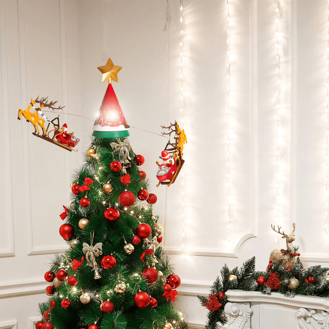 

Rotating Christmas Tree Topper With 360° Lights, Sounds And Movement, Christmas Decorations, Christmas Tree Decoration