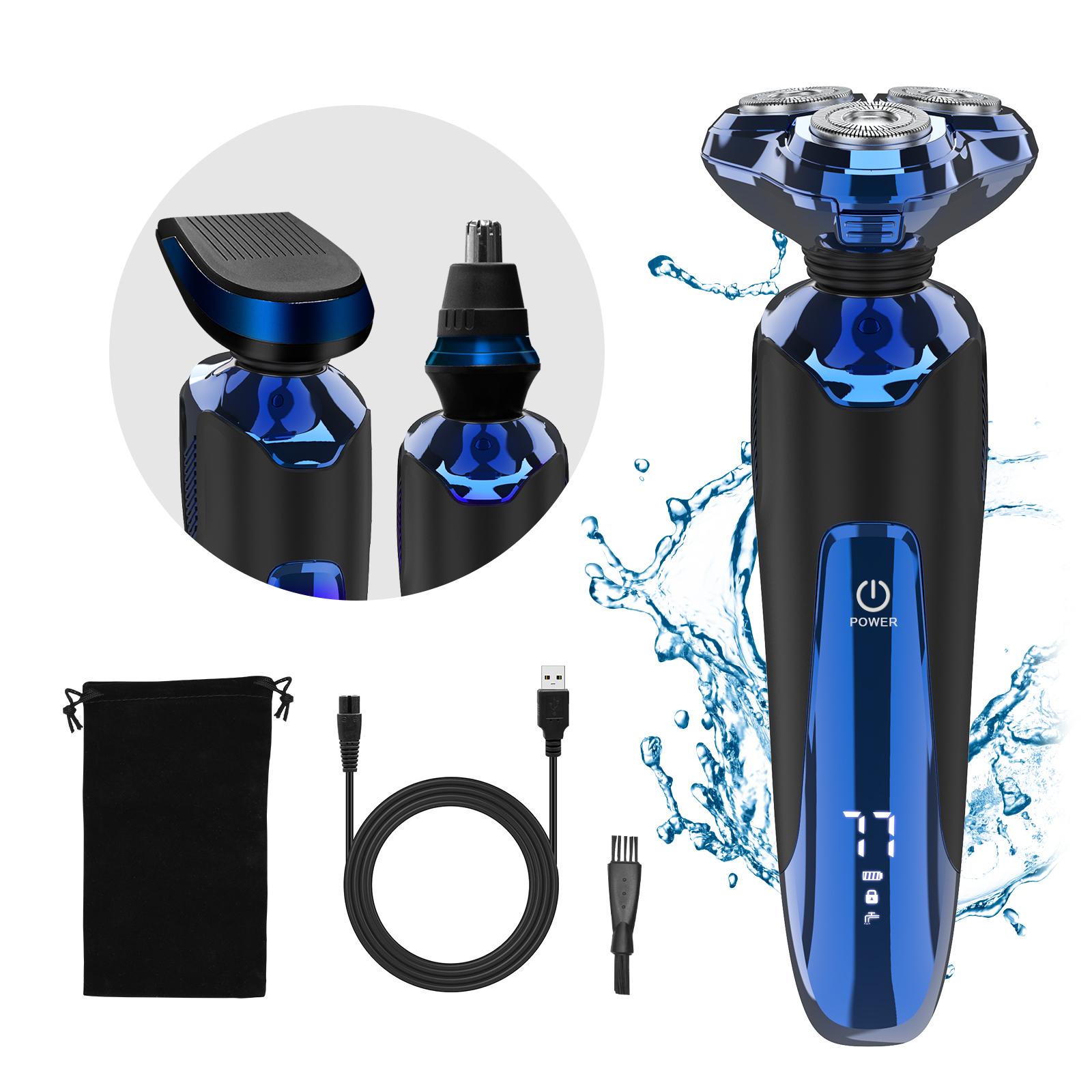 

Jiaabchomo Electric , 3 In 1 Wet And Dry Shaver, Shaver With Trimmer And Nose Hair Trimmer