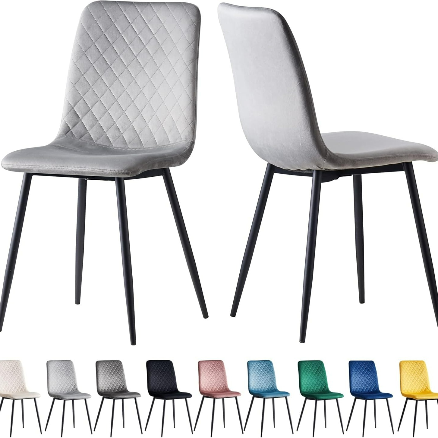 TEMU Dining Room Chairs In A Set Of 2, With Velvet Upholstery & Metal Legs, Designer Chair, In 9 Colors