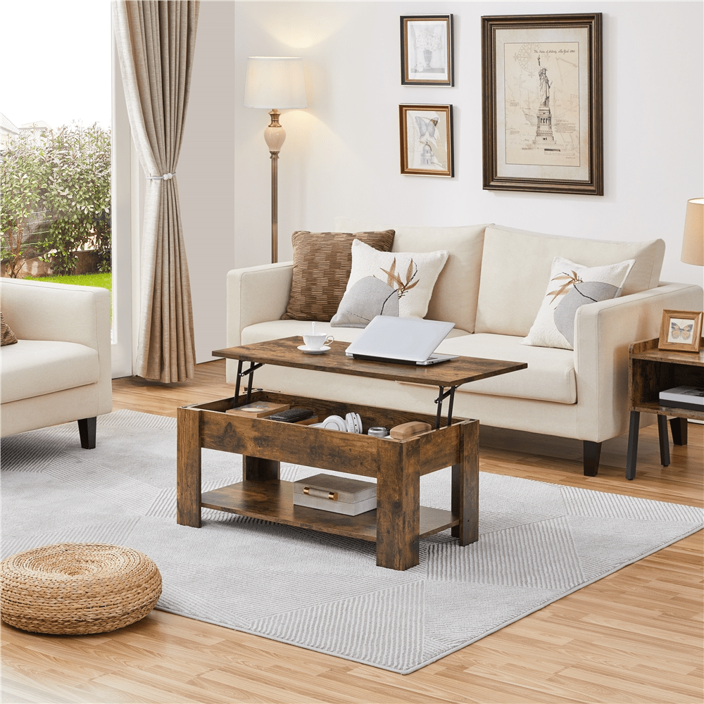 Image of Center Table With Elevating Design, Extensible Coffee Table, Living Room/office Table, 98 X 50 X (42-56) Cm