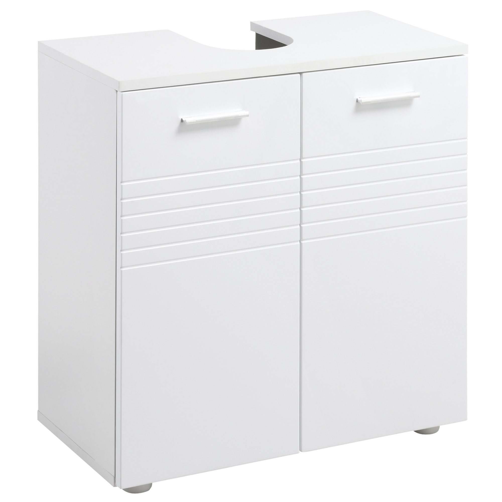 Kleankin Under Sink Cabinet Wall Mounted Bathroom Cabinet With 2 Doors And Adjustable Interior Shelf 60x30x62.5 Cm White