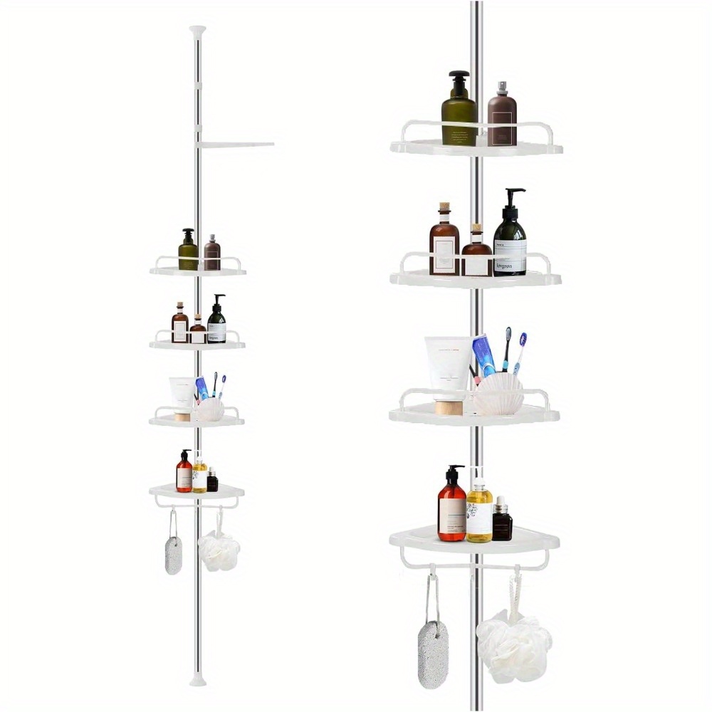 TEMU 4 Tier Non Rust Bathroom Telescopic Corner Shelf Storage Shower Organiser Uk