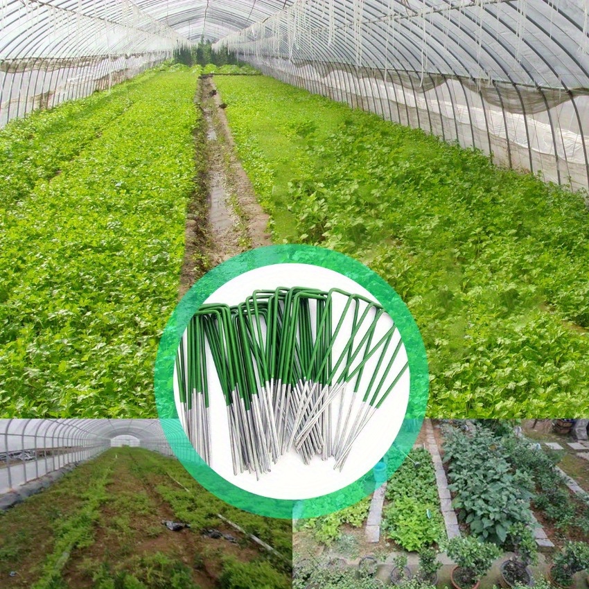 TEMU 40pcs Artificial Grass U Pins Half Green Metal Galvanised Pegs Weed Astro Turf