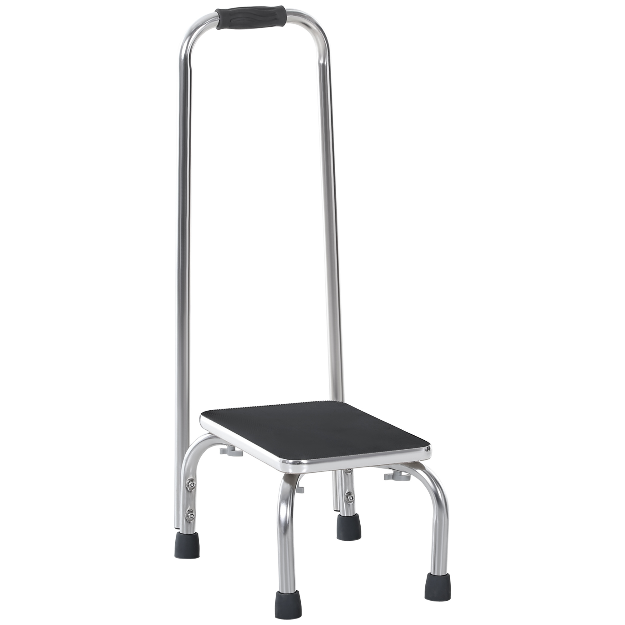 TEMU HOMCOM Escalón con barandilla - Taburete de seguridad - Escalón para al baño - Plataforma y almohadillas antideslizantes - Acero galvanizado