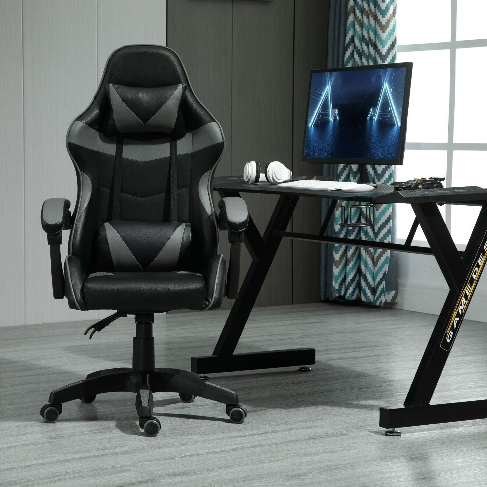 E-shop MCC Drehbarer Gaming-Stuhl, Kunstleder, Heimbürostuhl, Schreibtischstuhl, mit Kippfunktion, Modell A