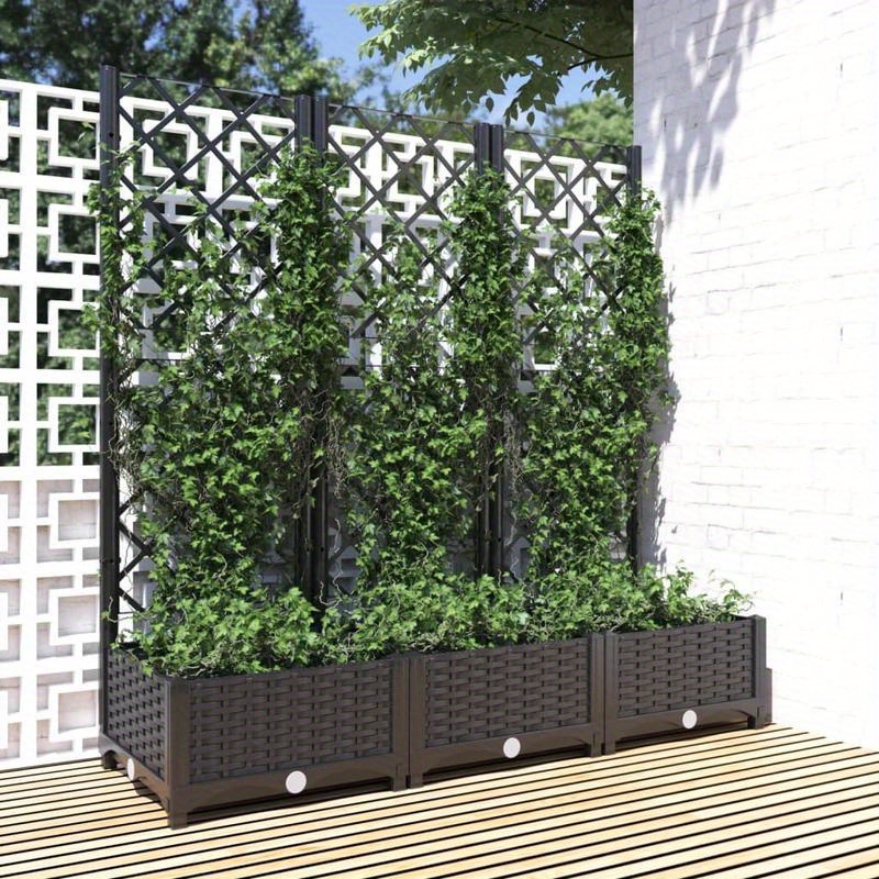 

Plant Pot With Trellis Black 120x40x121.5 Cm Pp