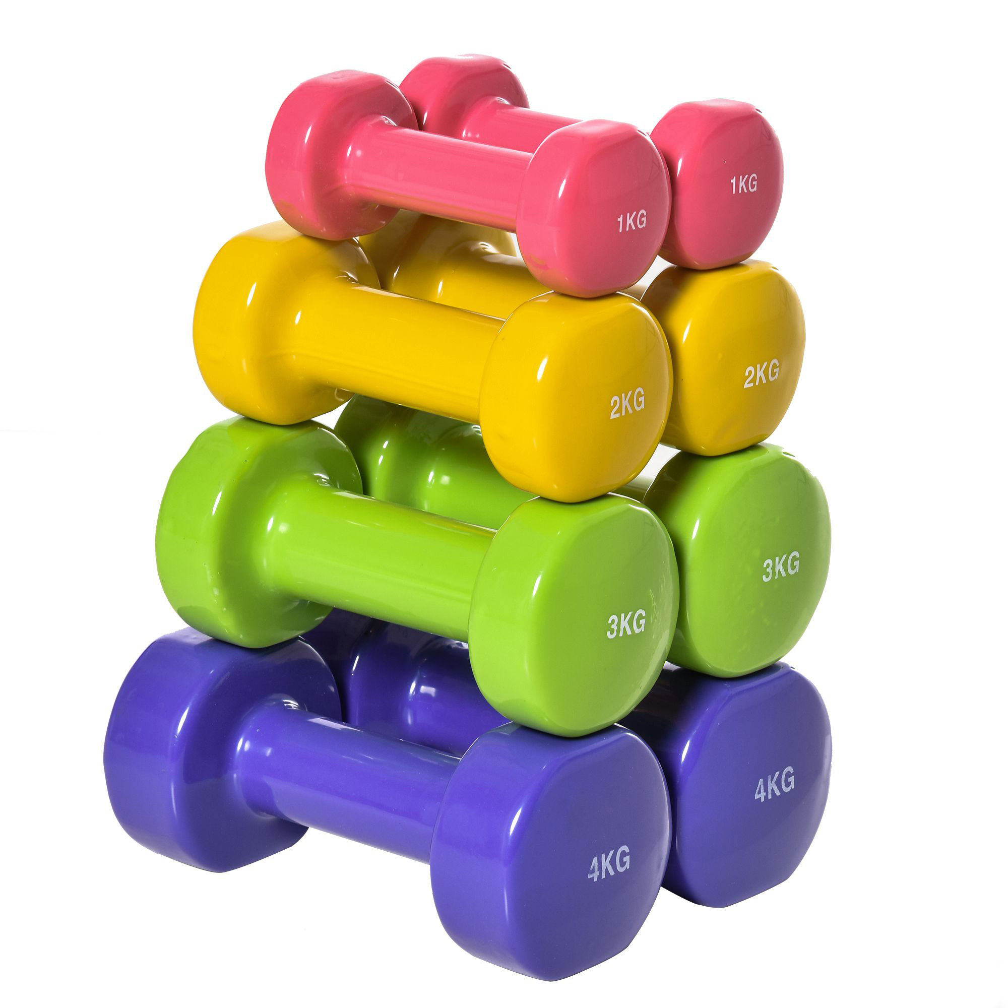 TEMU Juego de 8 Mancuernas Hexagonales 4 4 kg 3 kg 2 kg 1 kg Mancuernas de Neopreno con Revestimiento Antideslizantes Pesas para Gimnasio en Casa