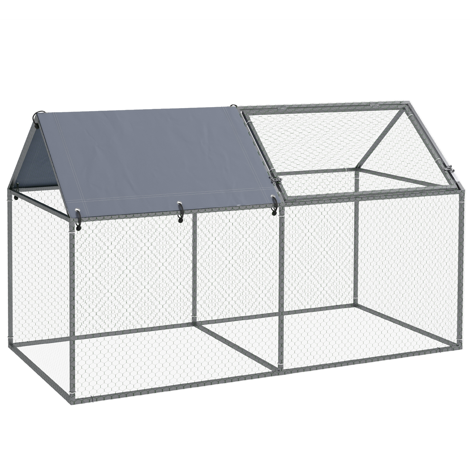 Image of Pawhut Small Animal Cage Pet Playpen Steel Enclosure With Door And 1 Anti-uv For Outdoor Garden 198x100x120