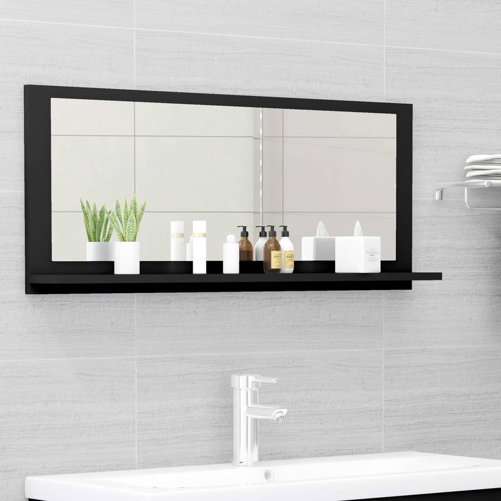 

Bathroom Mirror Black 90x10.5x37 Cm Wood